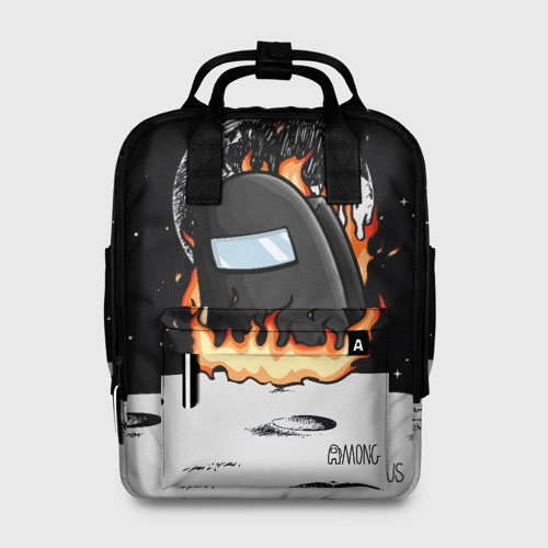 Женский рюкзак 3D с принтом Among Us fire, вид спереди #2