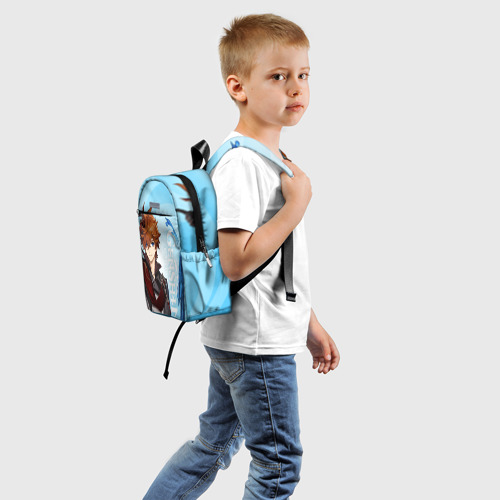 Детский рюкзак 3D с принтом GENSHIN IMPACT, ТАРТАЛЬЯ, вид сзади #1