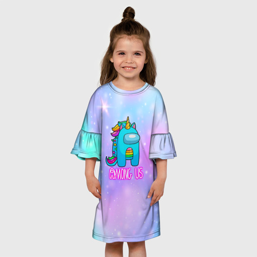 Детское платье 3D с принтом Among Us, вид сбоку #3