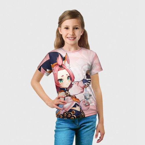 Детская футболка 3D с принтом GENSHIN IMPACT, ДИОНА, вид сбоку #3