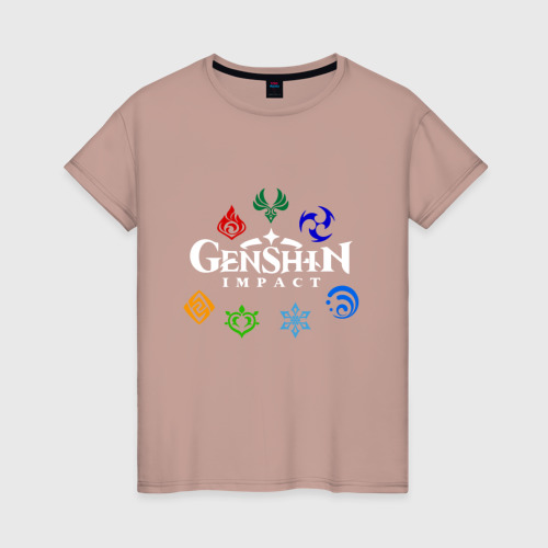 Женская футболка хлопок с принтом GENSHIN IMPACT, вид спереди #2