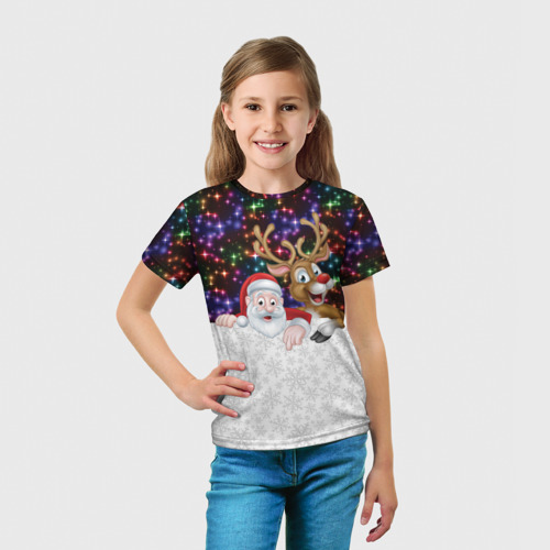 Детская футболка 3D с принтом Новый Год, вид сбоку #3