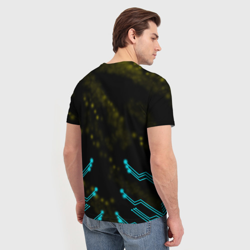 Мужская 3D футболка с принтом SAMURAI CYBERPUNK 2077, вид сзади #2
