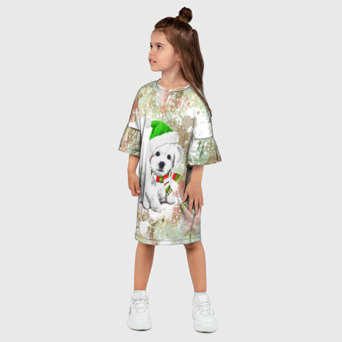 Детское платье 3D с принтом Щенок, фото на моделе #1