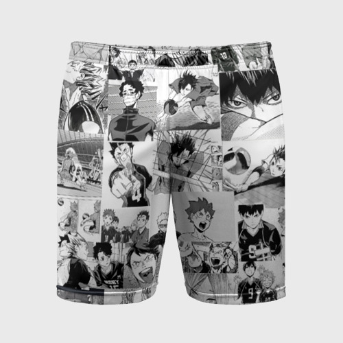 Мужские шорты спортивные с принтом Haikyu pattern, вид спереди #2