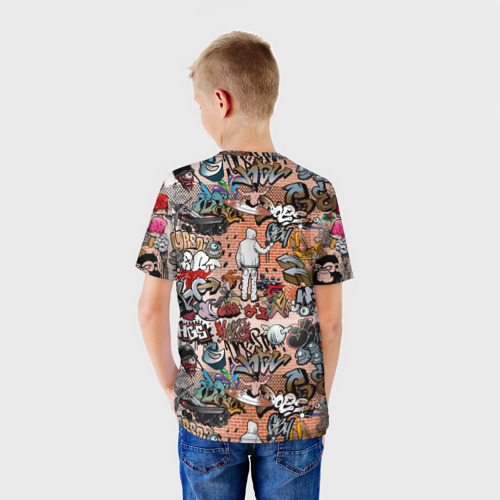 Детская 3D футболка с принтом Граффити, вид сзади #2