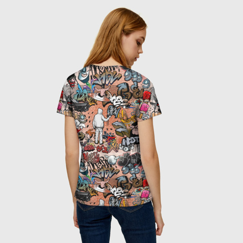 Женская футболка 3D с принтом Граффити, вид сзади #2