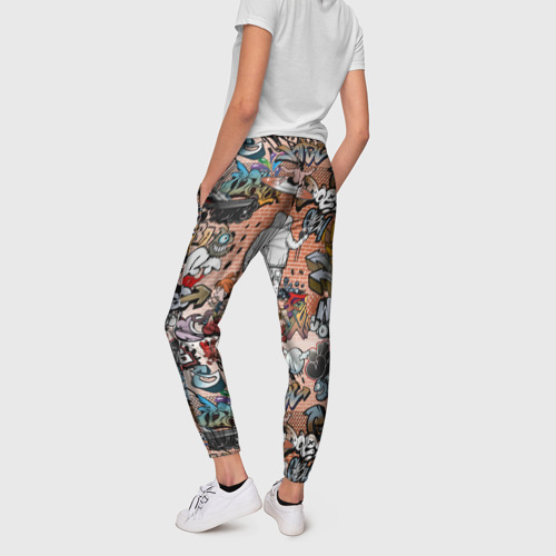 Женские брюки 3D с принтом Граффити, вид сзади #2