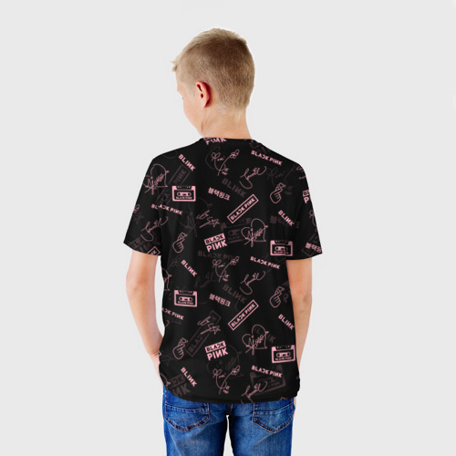 Детская футболка 3D с принтом BLACKPINK, вид сзади #2