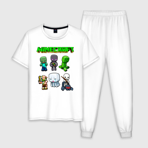 Мужская пижама хлопок с принтом Minecraft, вид спереди #2