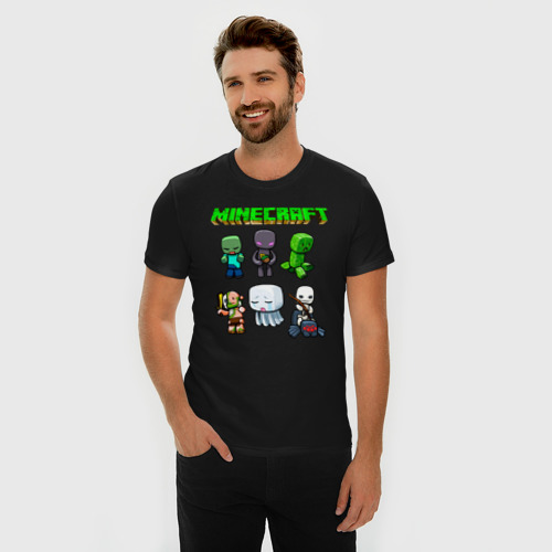 Мужская футболка хлопок Slim с принтом Minecraft, фото на моделе #1
