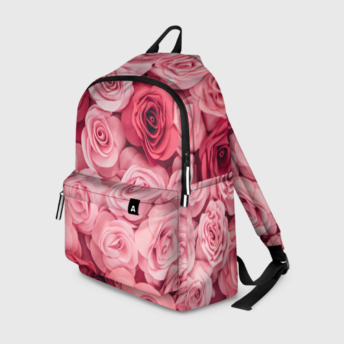 Рюкзак 3D с принтом Розовые Розы, вид спереди #2