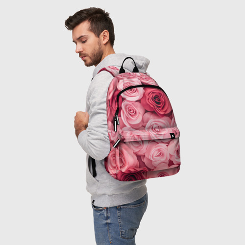 Рюкзак 3D с принтом Розовые Розы, фото на моделе #1