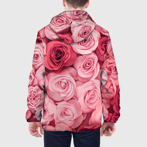 Мужская куртка 3D с принтом Розовые Розы, вид сзади #2