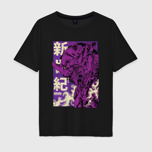 Мужская футболка хлопок Oversize с принтом Evangelion Eva-01, вид спереди #2