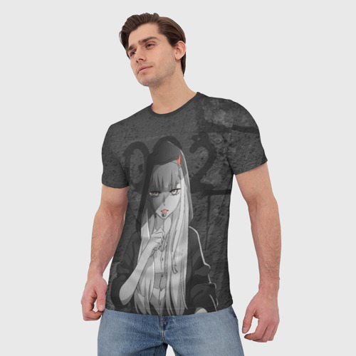 Мужская 3D футболка с принтом Zero Two Меланхолия, фото на моделе #1