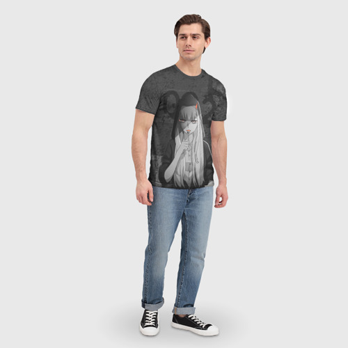 Мужская 3D футболка с принтом Zero Two Меланхолия, вид сбоку #3