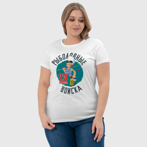 Женская футболка хлопок с принтом 23 Февраля Рыболовные Войска, фото #4