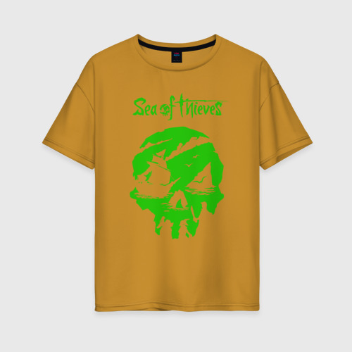 Женская футболка хлопок Oversize с принтом Sea Of Thieves Море Воров Зеленая, вид спереди #2