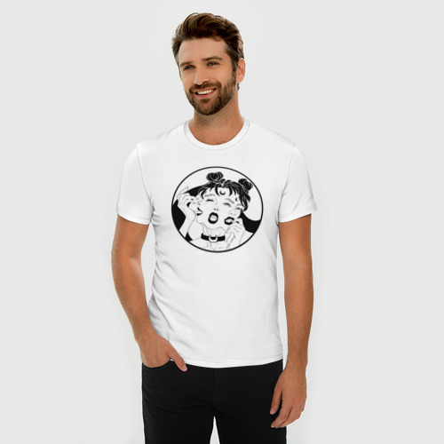 Мужская футболка хлопок Slim с принтом Dark moon, фото на моделе #1