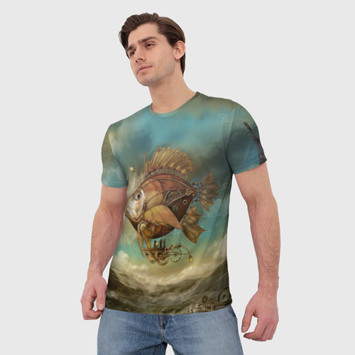 Мужская 3D футболка с принтом Рыба-дирижабль, фото на моделе #1