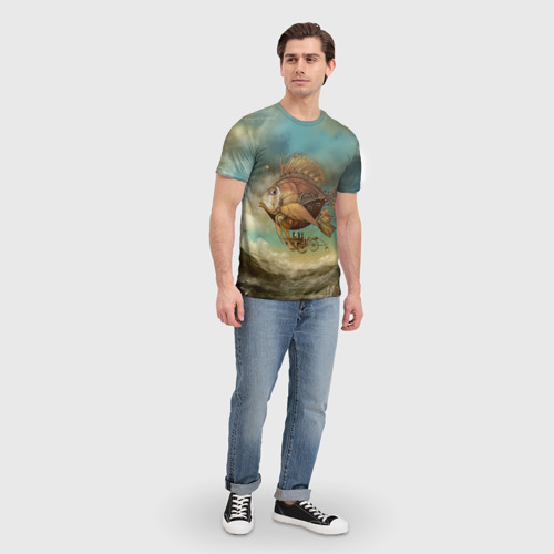 Мужская 3D футболка с принтом Рыба-дирижабль, вид сбоку #3