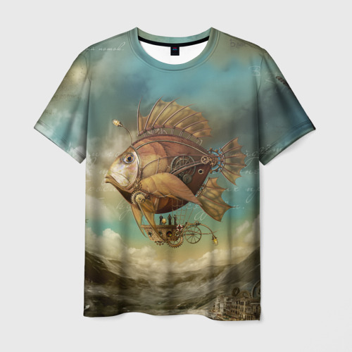 Мужская 3D футболка с принтом Рыба-дирижабль, вид спереди #2