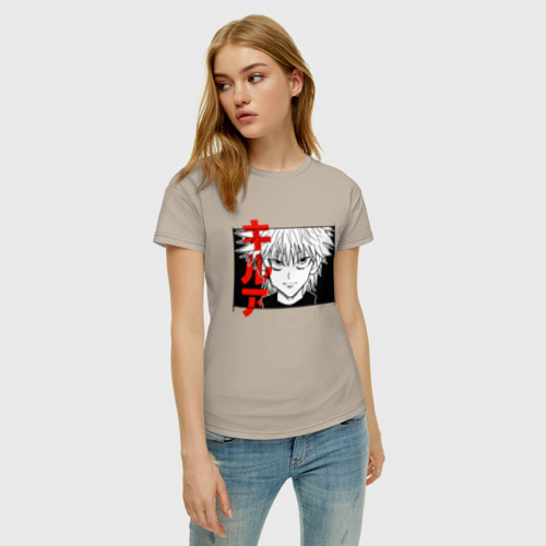 Женская футболка хлопок с принтом Киллуа Золдик  Хантер Hunter, фото на моделе #1