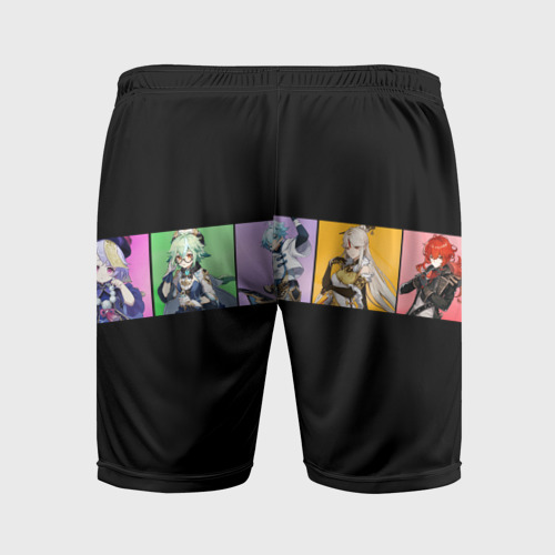Мужские шорты спортивные с принтом Genshin Impact - Полоса, вид сзади #1