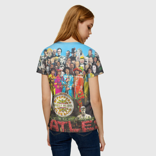 Женская футболка 3D с принтом THE BEATLES, вид сзади #2