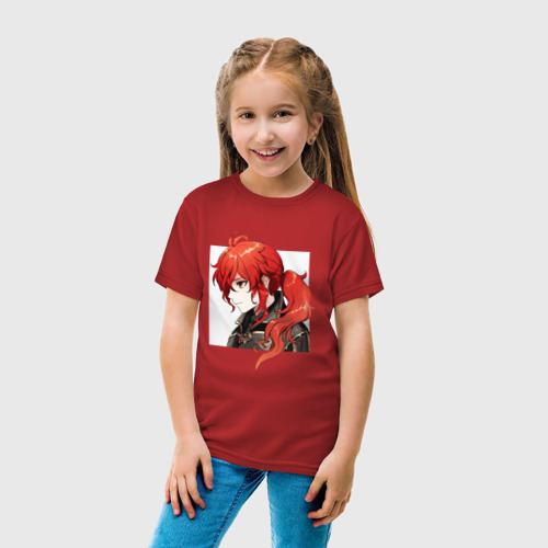 Детская футболка хлопок с принтом Дилюк, вид сбоку #3