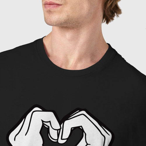 Мужская футболка хлопок с принтом Руки в виде сердца, фото #4