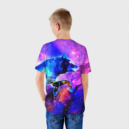 Детская футболка 3D с принтом Волки, вид сзади #2