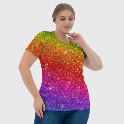 Женская футболка 3D с принтом Блестки радуги, фото #4