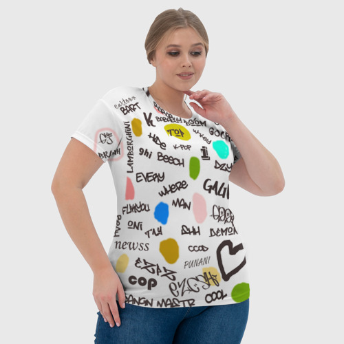Женская футболка 3D с принтом ГРАФФИТИ ТЕКСТ, фото #4