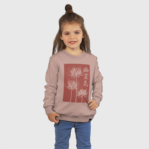 Детский свитшот хлопок с принтом Призрачный цветок, фото на моделе #1