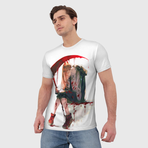 Мужская 3D футболка с принтом Человек Бензопила Аниме, фото на моделе #1