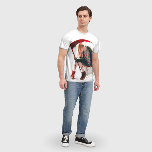 Мужская 3D футболка с принтом Человек Бензопила Аниме, вид сбоку #3