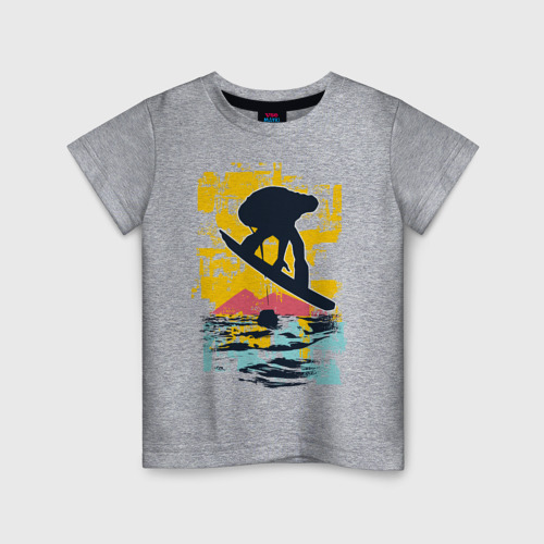 Детская футболка хлопок с принтом Snowboarding, вид спереди #2