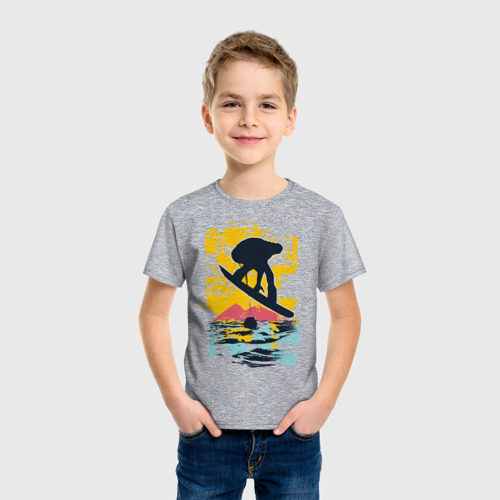 Детская футболка хлопок с принтом Snowboarding, фото на моделе #1