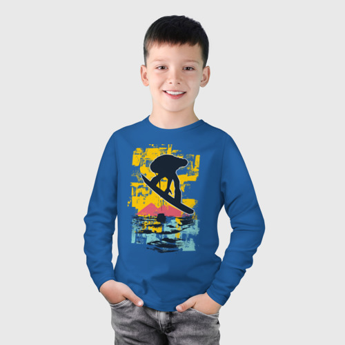 Детский хлопковый лонгслив с принтом Snowboarding, фото на моделе #1
