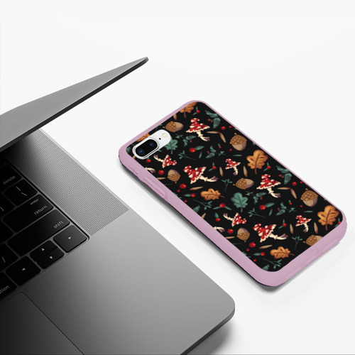 Чехол для iPhone 7Plus/8 Plus матовый с принтом Лесной принт с мухоморами, фото #5