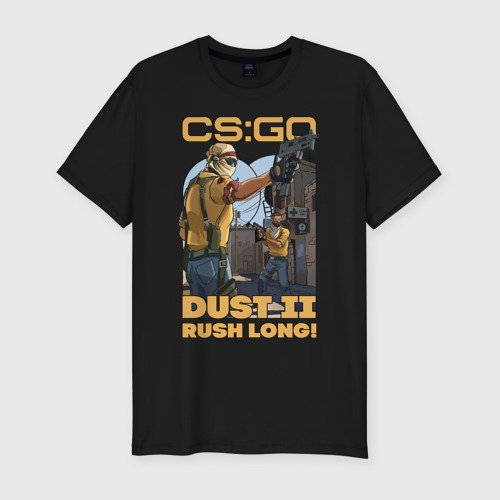 Мужская футболка хлопок Slim с принтом CS:GO Dust 2, вид спереди #2