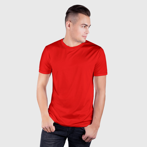 Мужская футболка 3D Slim с принтом Красная маска, фото на моделе #1