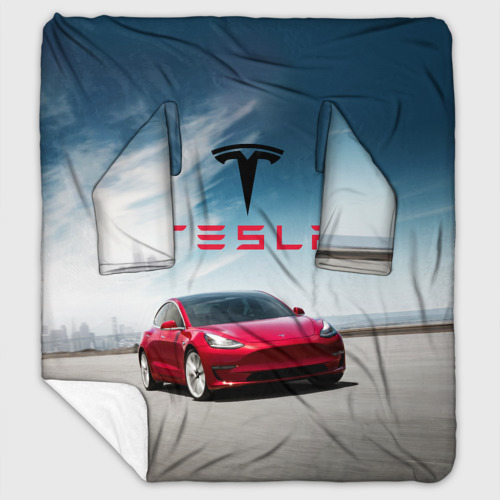 Плед с рукавами с принтом Tesla Model 3, вид спереди #2