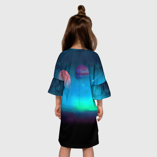 Детское платье 3D с принтом В Дмитриенко | Венера-Юпитер, вид сзади #2