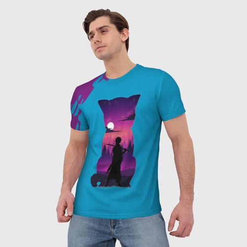 Мужская футболка 3D с принтом Гинтоки кот, фото на моделе #1