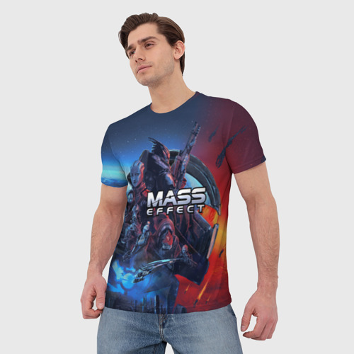 Мужская футболка 3D с принтом Mass Effect Legendary ed, фото на моделе #1