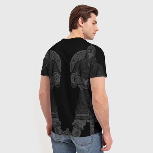 Мужская футболка 3D с принтом Русский богатырь, вид сзади #2