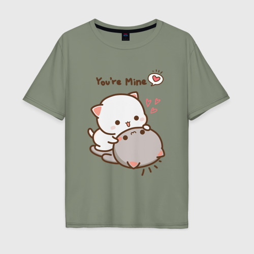 Мужская футболка хлопок Oversize с принтом Влюблённые котята, вид спереди #2